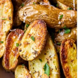 Roasted Fingerling Potatoes on plate.