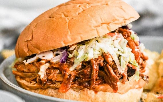 slow cooker pork shoulder on bun