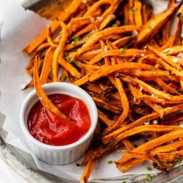air fryer sweet potato fries on a plate