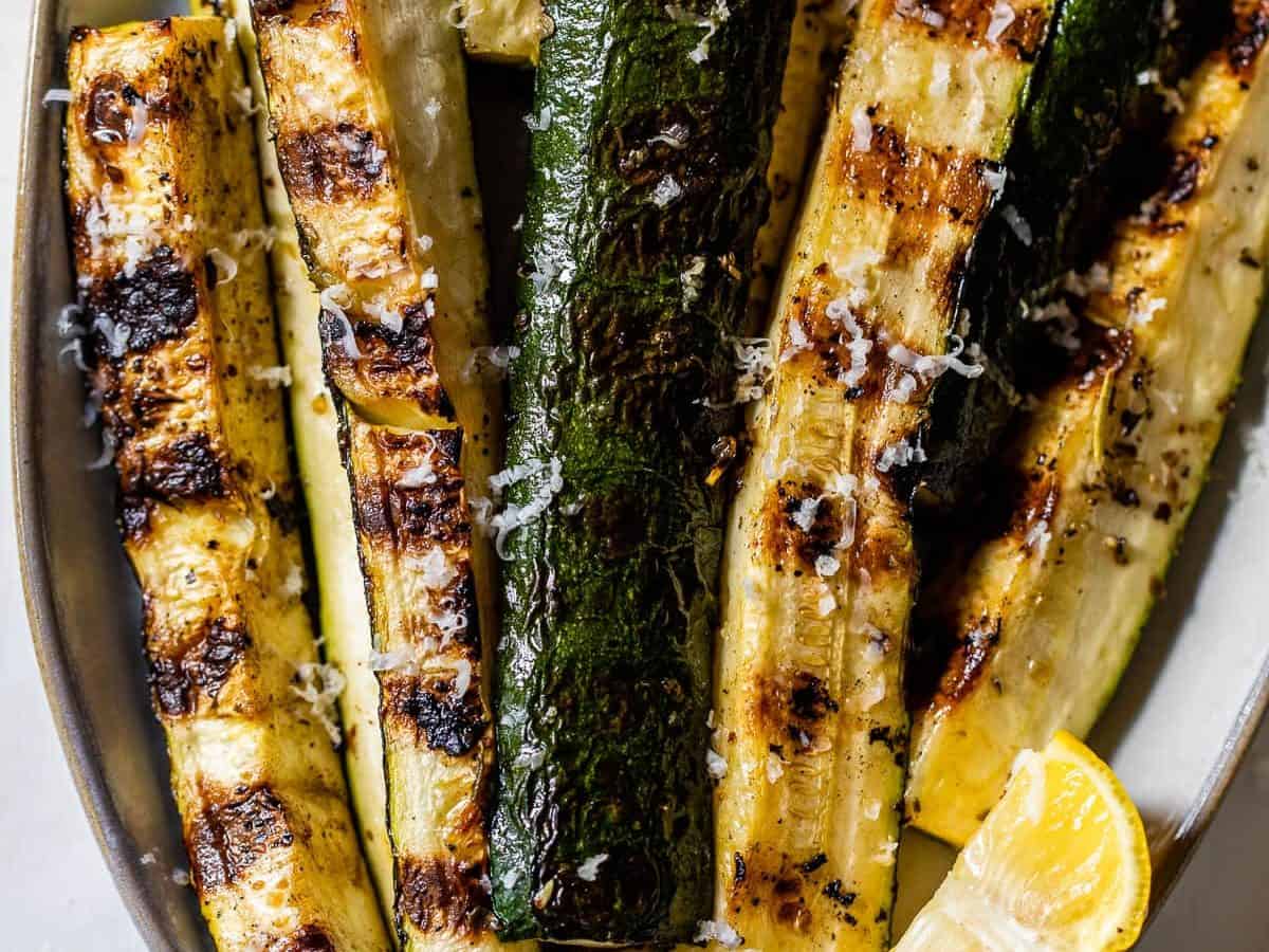 simple grilled zucchini on a plate