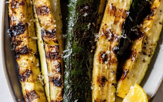 simple grilled zucchini on a plate
