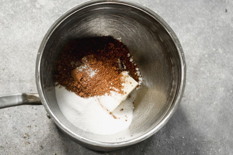 butter, sugar and cocoa in a bowl