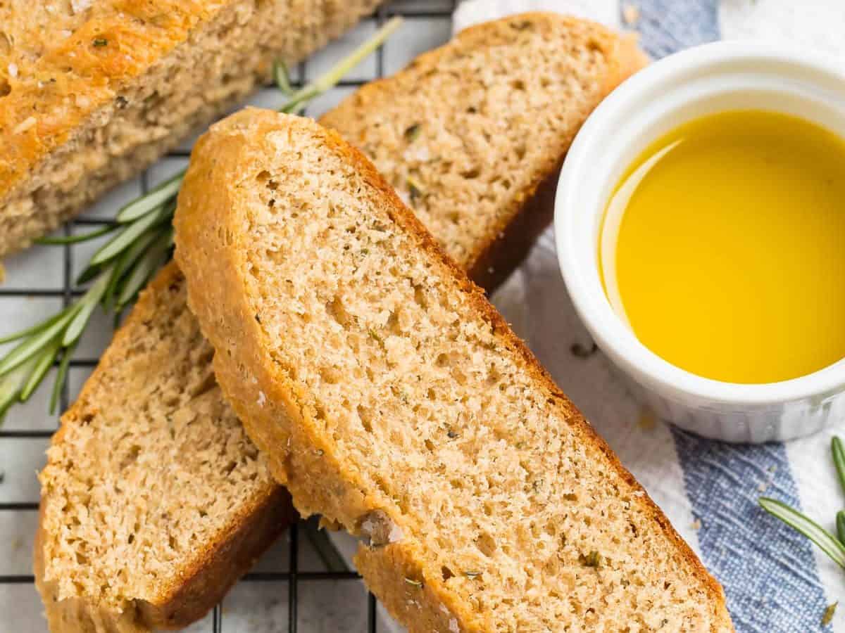 rosemary olive oil bread sliced