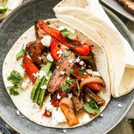 Easy beef fajitas in flour tortillas