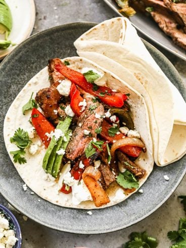 Easy beef fajitas in flour tortillas