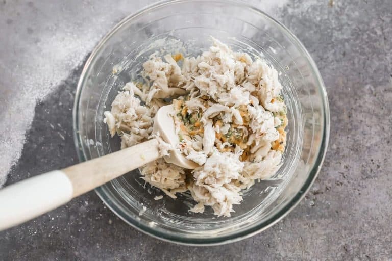 A bowl with seafood filling for an easy appetizer recipe