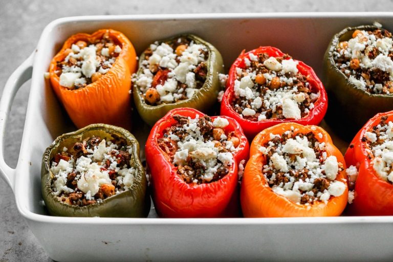 Vegetables stuffed with meat and cheese