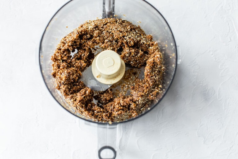 a mixture of blended dates and figs for making healthy energy balls