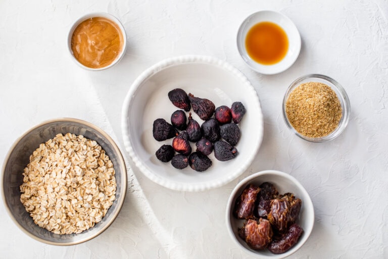 ingredients for fig and date energy bites