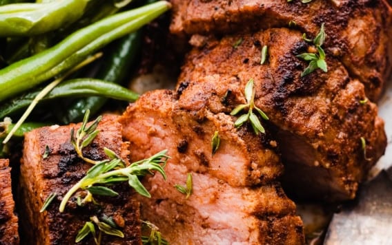 slices of juicy baked pork tenderloin medallions