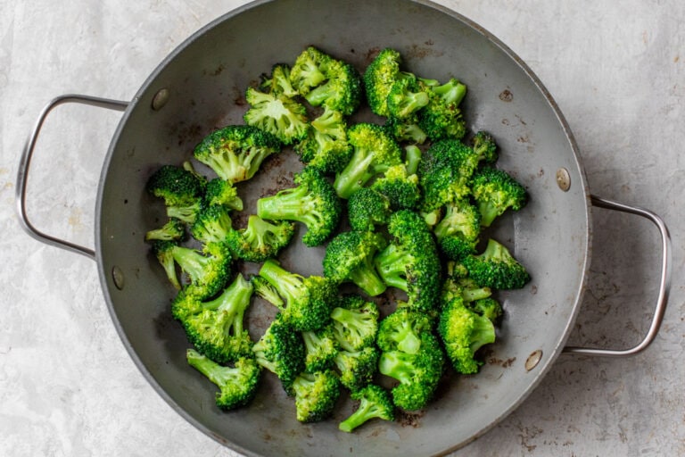 A green vegetable in a wok