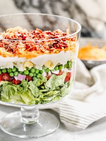 The best 7 layer salad in a trifle bowl