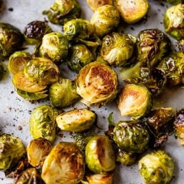 crispy brussels sprouts on a sheet pan