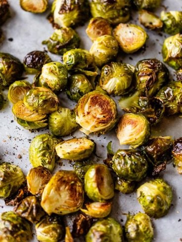 crispy brussels sprouts on a sheet pan