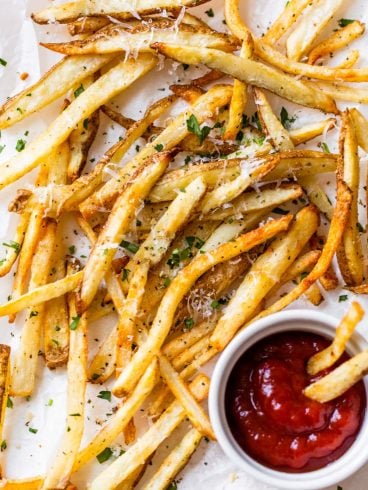 crispy air fryer french fries with sauce