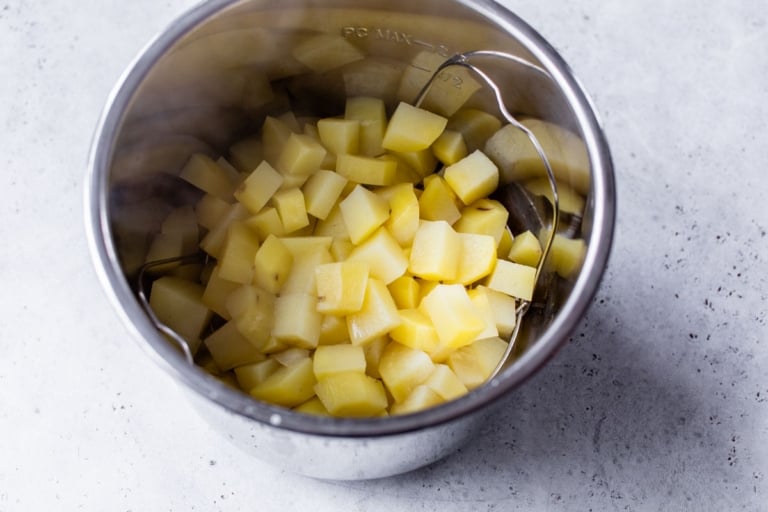 Instant pot mashed potatoes Yukon gold cut in cubes