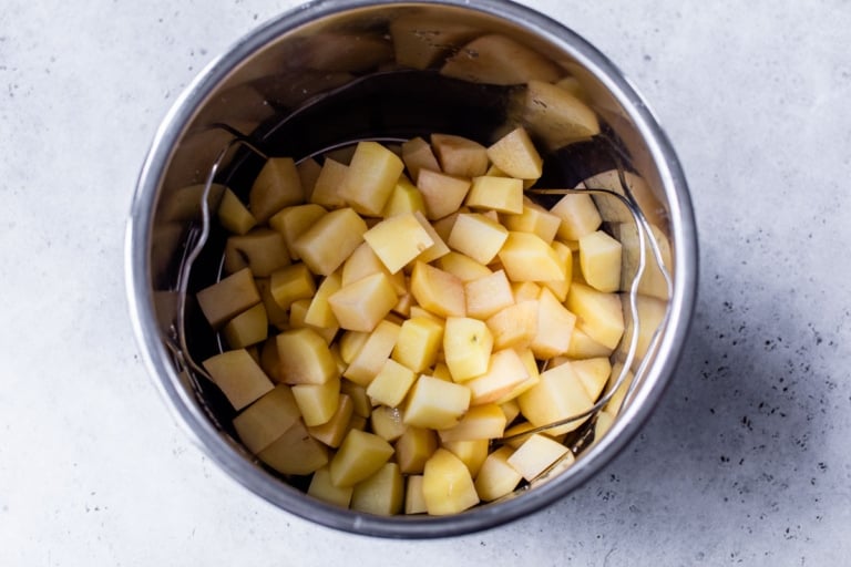 cut yukon potatoes in an Instant pot bowl