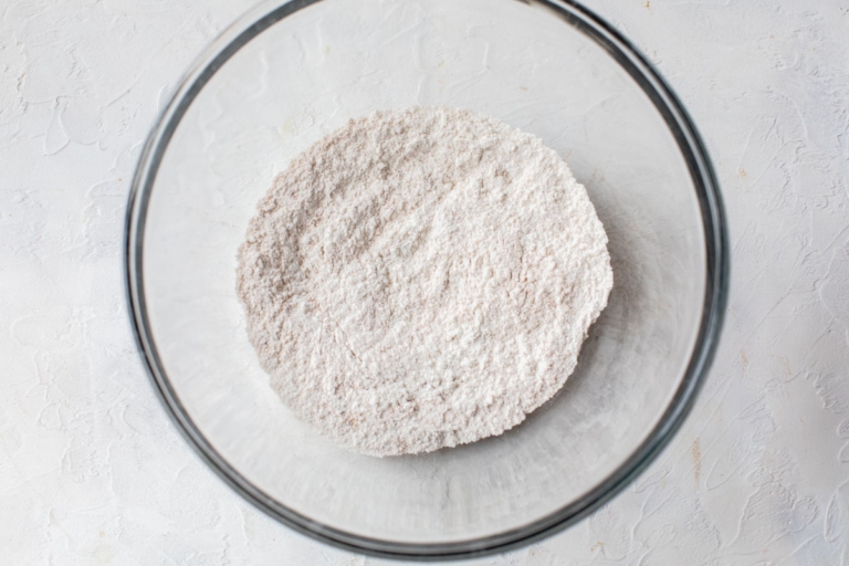 flour in a bowl to make oatmeal cookies