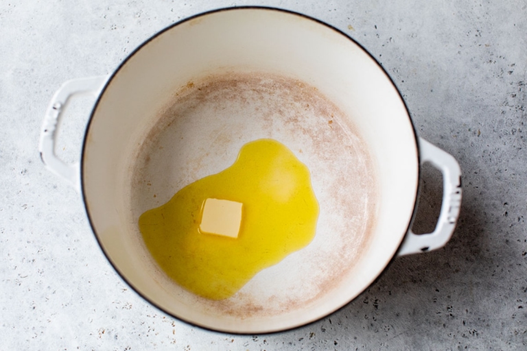 melting butter in a large pot