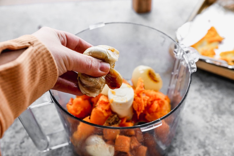 roasted garlic for healthy butternut squash pasta