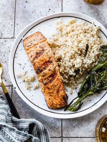 easy and quick grilled salmon recipe on a plate
