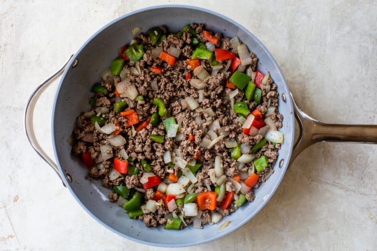 browning beef and onions for ground beef casserole