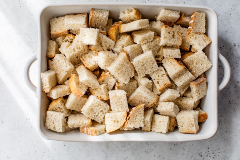 bread for baked french toast in a baking dish