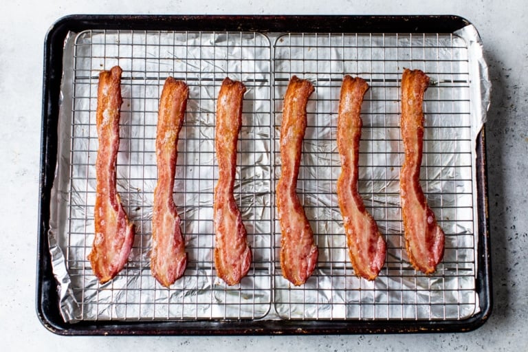 bacon on baking sheet