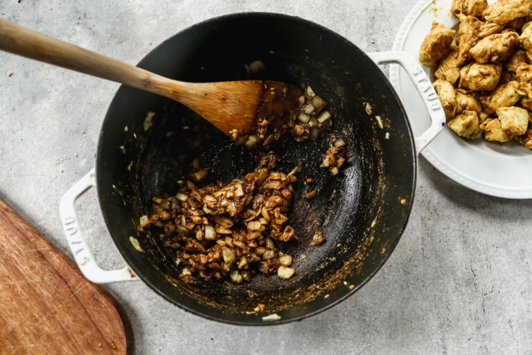 sauteeing onions for Indian butter chicken