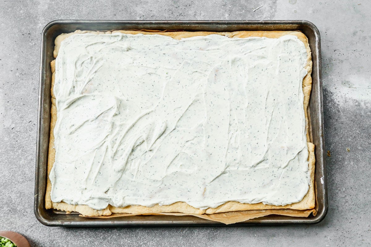 cream cheese pizza sauce veggie pizza