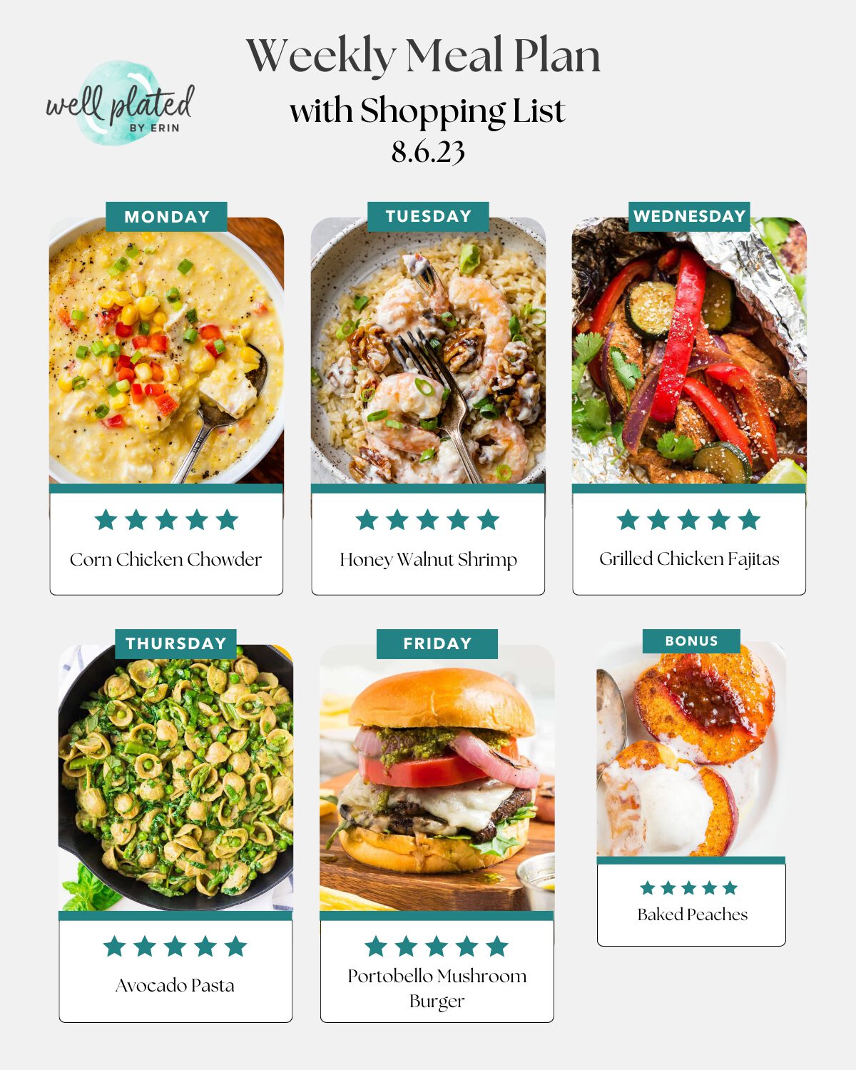8.6 weekly meal plan for free