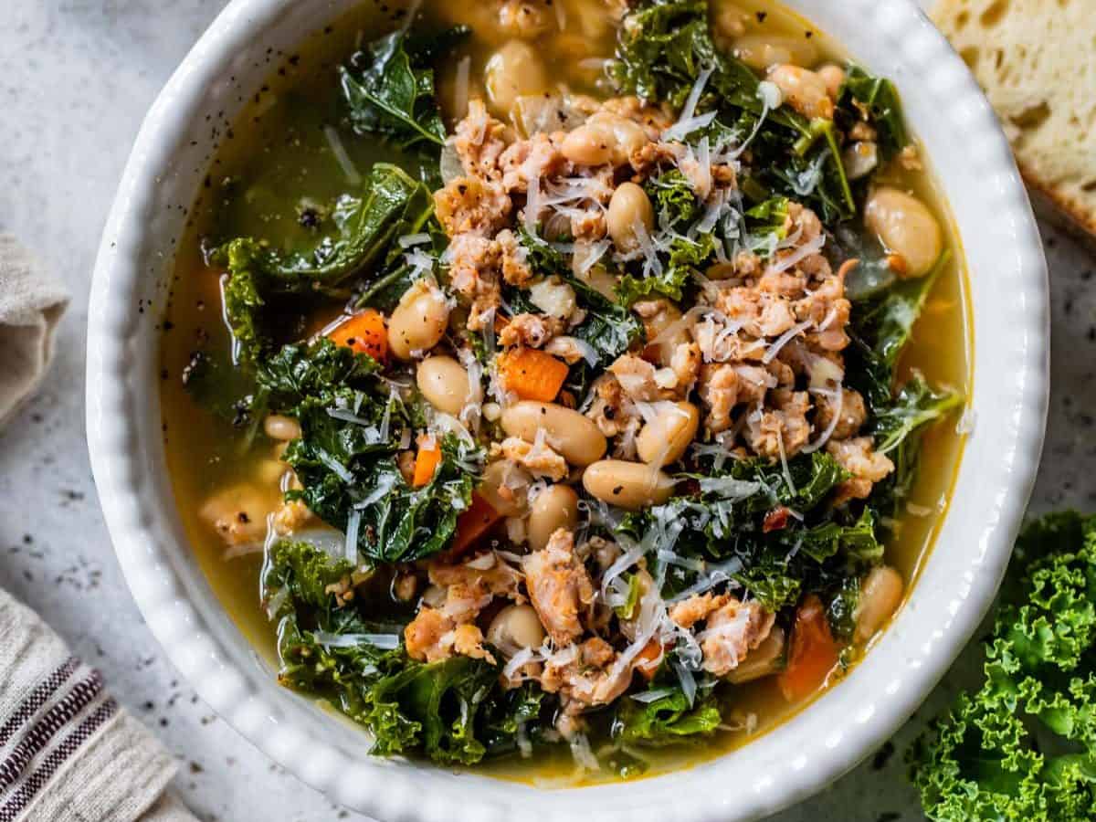 healthy bowl of kale soup