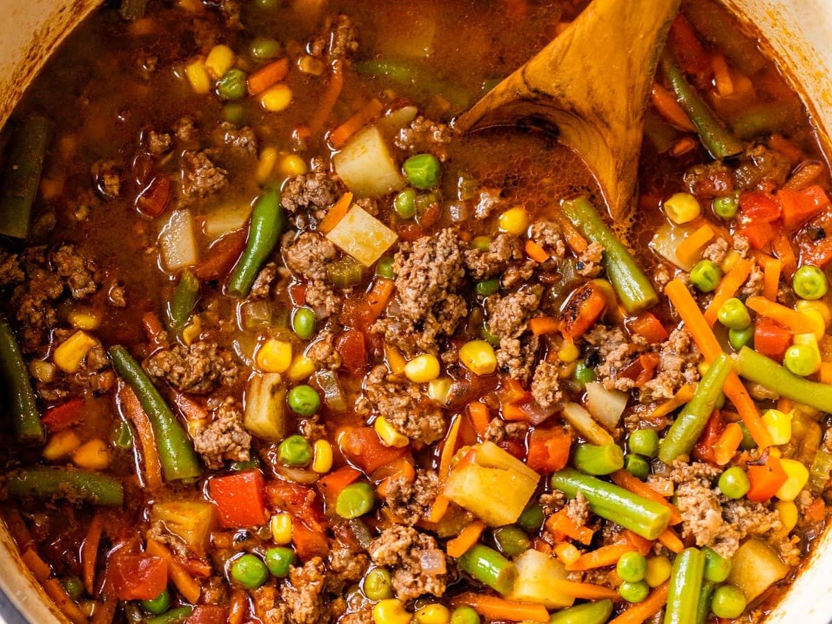 hamburger soup recipe on the stove