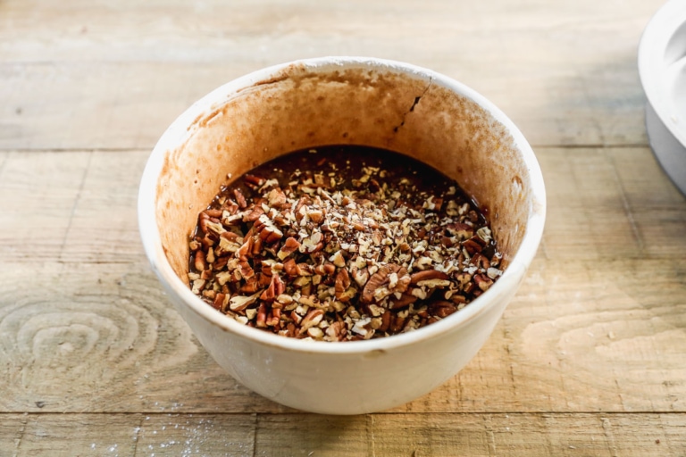 chopped pecans for pecan pie filling with chocolate