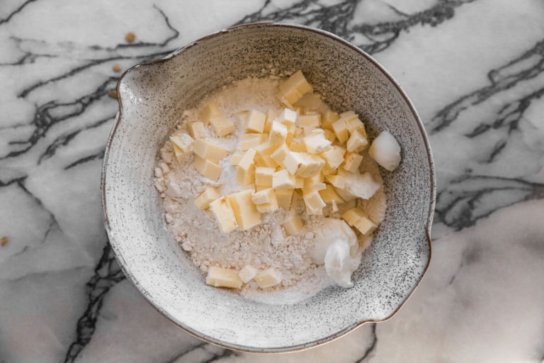 make the best breakfast biscuits in a large mixing bowl