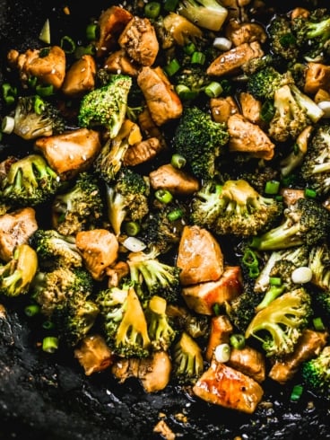 a wok with easy chicken and broccoli stir fry