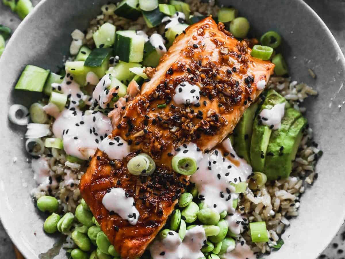 salmon rice bowl