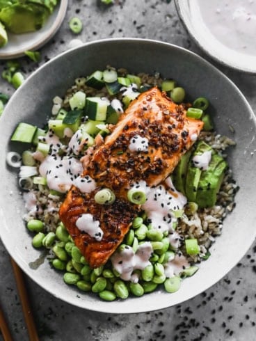 salmon rice bowl