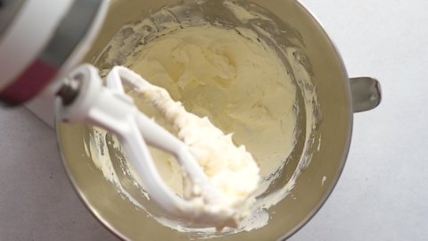 Beating cream cheese frosting for gluten-free carrot cake