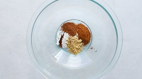 Spices for gluten-free carrot cake in bowl