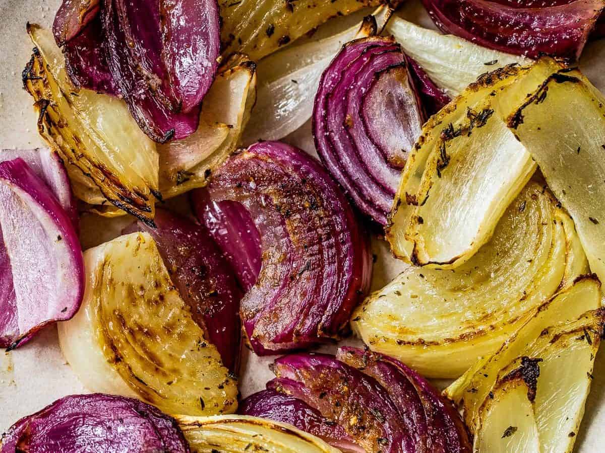 crispy roasted onions on a plate