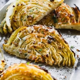 roasted cabbage wedges with herbs and parmesan