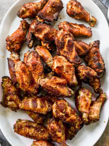 Platter of the best crispy smoked chicken wings