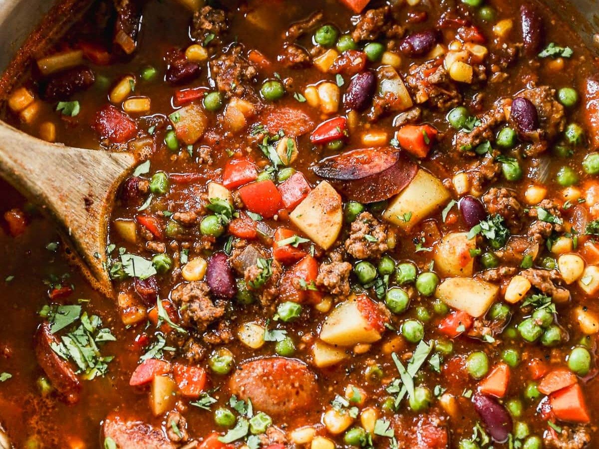 Cowboy stew in pot