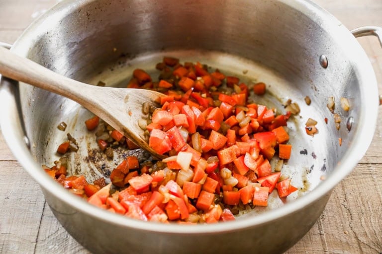 Vegetables cooking in pot