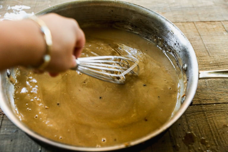 Whisking gravy for Swedish meatballs
