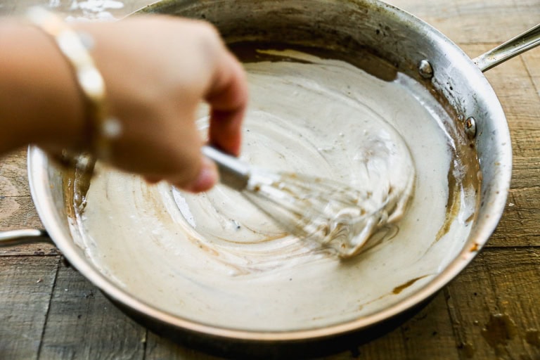 Whisking gravy for Swedish meatballs