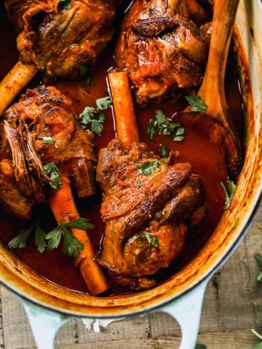 Lamb shanks in Dutch oven