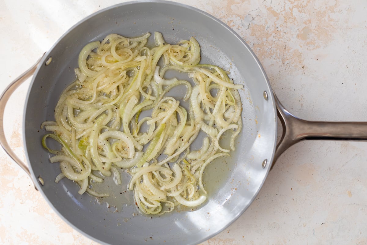 Onions cooking in skillet