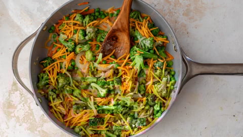 Stirring vegetables for casserole